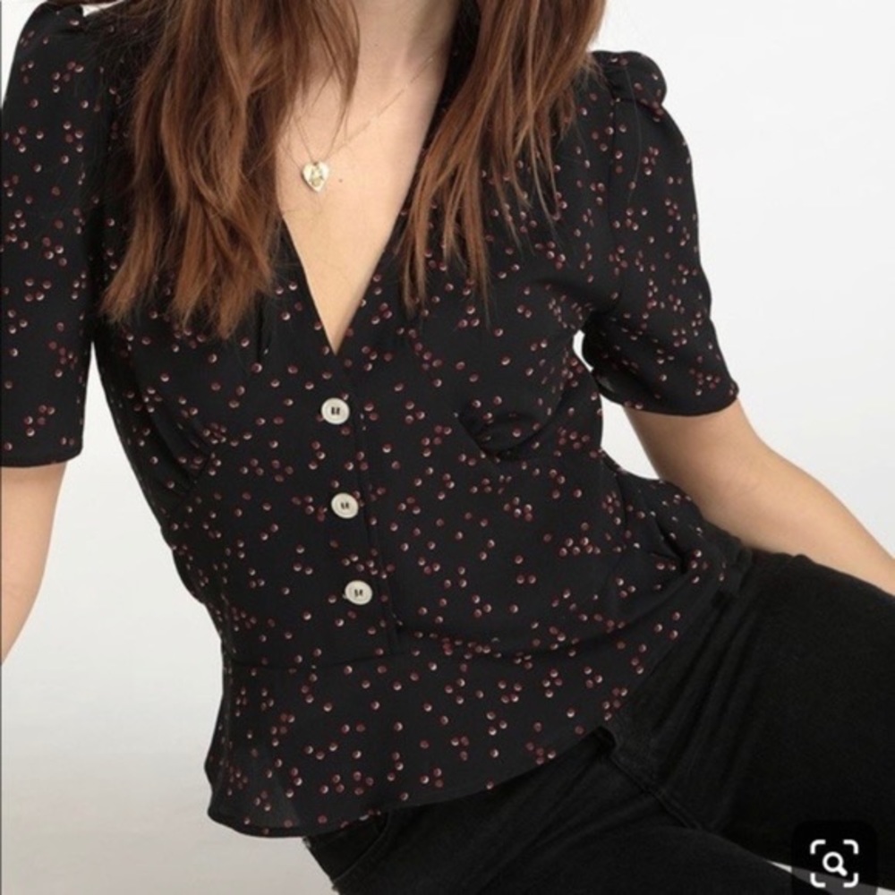 Rouje Paris Black Red polkadot Momo Top